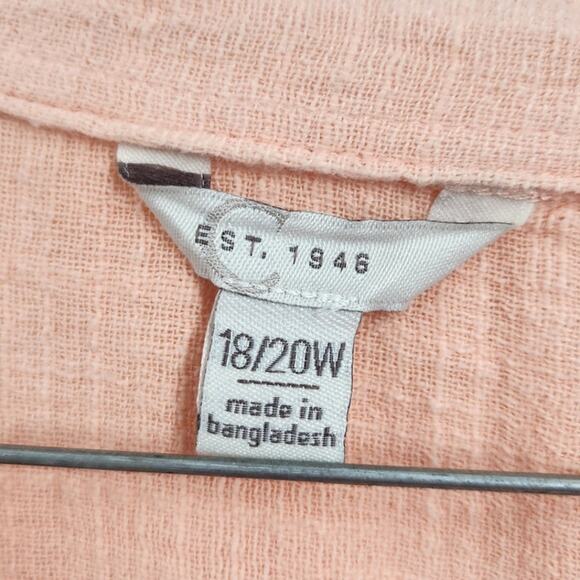 C Est 1946 Pink Peach Long Sleeve Top - Plus Size 18 / 20W - Picture 3 of 4